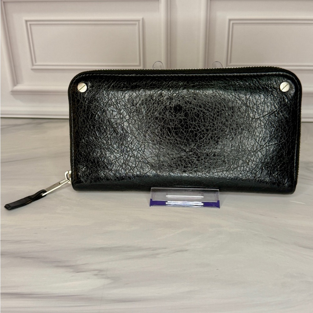 Balenciaga Black Distressed Long Zip Wallet | Classic Arena Leather | Full Set - Picture 2 of 10